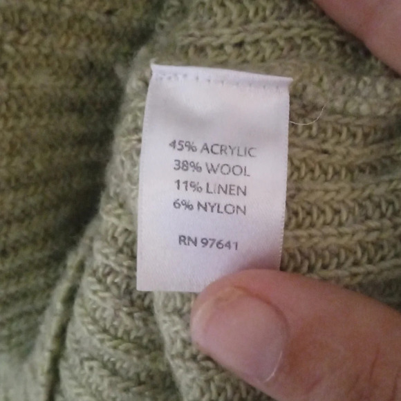 J. Jill Light Green Rib Knit Boxy Fit Wool Linen Blend Sweater Size Large - Picture 7 of 8